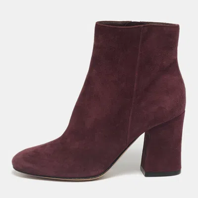 Pre-owned Gianvito Rossi Burgundy Suede Joelle Ankle Boots Size 36.5