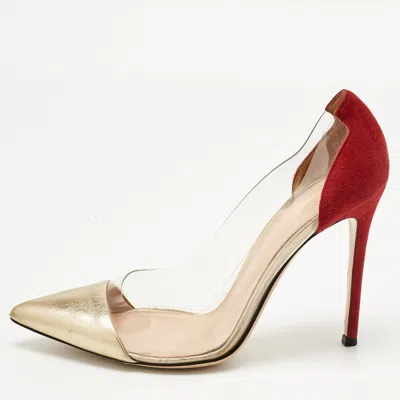 Gianvito Rossi Burgundy/gold Pvc And Leather Plexi Pumps In Multi