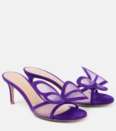 Gianvito Rossi Pantoletten Butterfly 70 Mit Veloursleder In Lila