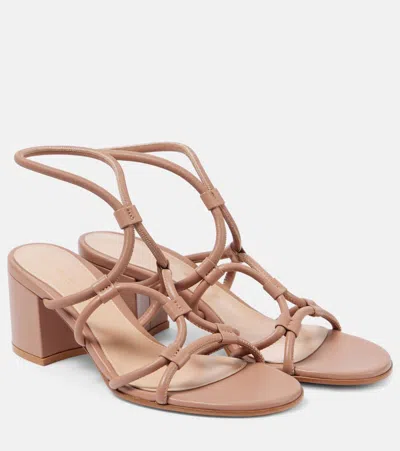 Gianvito Rossi Cage 60 Leather Sandals In Beige