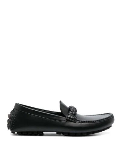 Gianvito Rossi Monza Braid-trimmed Leather Loafers In Black