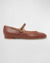 Gianvito Rossi Womens  Carla Ribbon-buckle Leather Flats In Havana