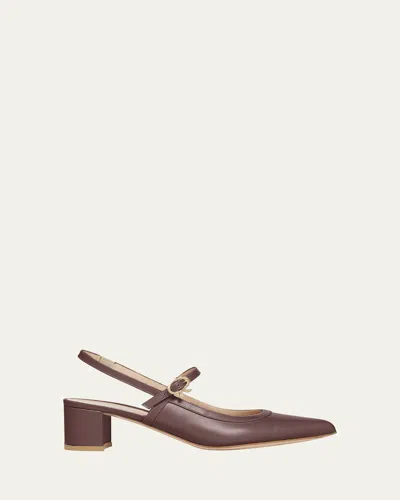Gianvito Rossi Calfskin Mary Jane Slingback Pumps In Brown