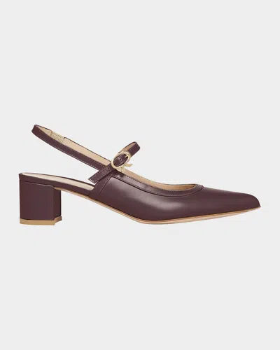 Gianvito Rossi Calfskin Mary Jane Slingback Pumps In Black