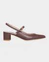 Gianvito Rossi Calfskin Mary Jane Slingback Pumps In Burgundy