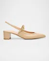 Gianvito Rossi Calfskin Mary Jane Slingback Pumps In Neutral