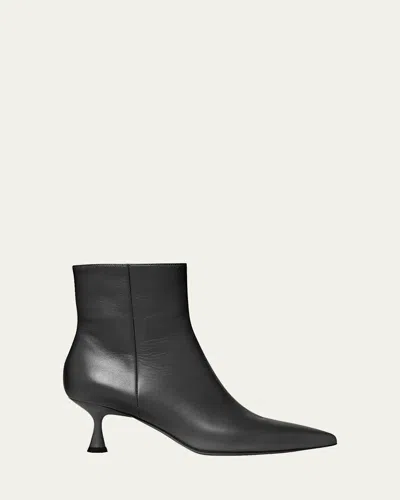 Gianvito Rossi Calfskin Zip Ankle Booties In Black