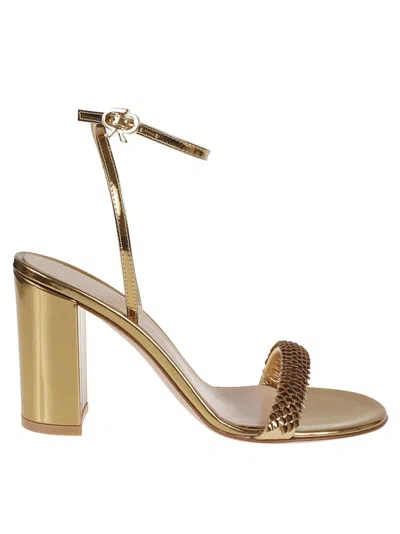 Gianvito Rossi Calissa Sandals With Iconic Ribbon Buckle In Mekm Mekong Mekong