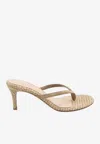 Gianvito Rossi 70mm Calypso Suede And Raffia Heeled Thong Sandals In Nude