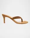 Gianvito Rossi Calypso 70 Suede & Raffia Thong Sandals In Brown