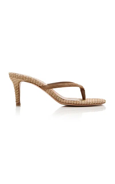 Gianvito Rossi Calypso Suede Thong Sandals In Tan