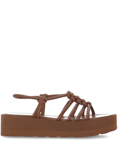 Gianvito Rossi Camel Brown Caged Slingback Sandals In Multicolor