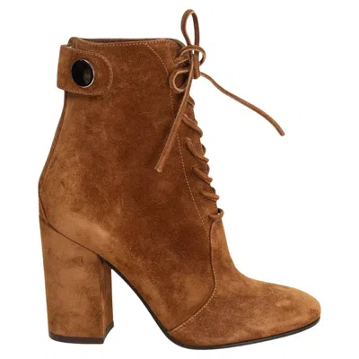 Pre-owned Gianvito Rossi Camel Brown Suede Finlay Ankle Boots Shoes 36