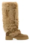 Gianvito Rossi Camel Suede And Fur Maverick Boots