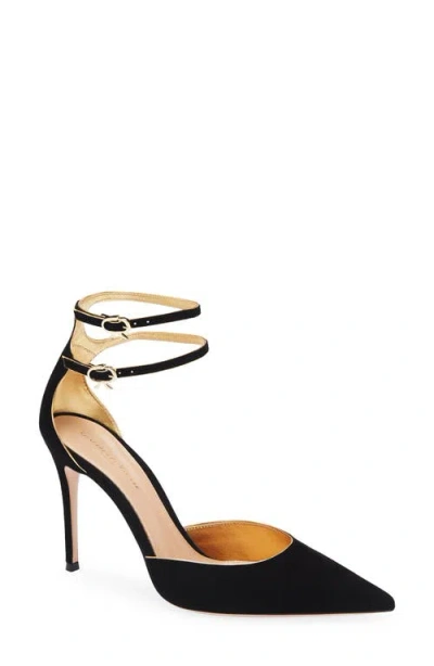 Gianvito Rossi Camoscio Double Ankle Strap Pointed Toe D'orsay Pump