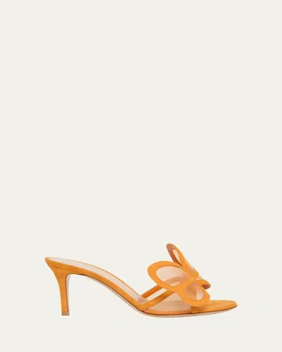 Gianvito Rossi Camoscio Mesh And Leather Butterfly Sandals In Caracas
