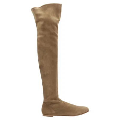 Gianvito Rossi Camoscio Suede Thigh High Boots In Brown