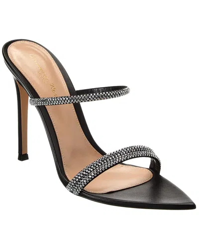 Gianvito Rossi Camoscio Crystal Mule Sandals In Black