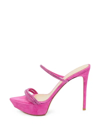 Pre-owned Gianvito Rossi Cannes Crystal-embellished Sandals In Pink