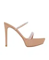 Gianvito Rossi Crystal Embellished Platform Slide Sandal In Nude
