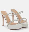 Gianvito Rossi Camoscio Crystal Platform Mule Sandals In White