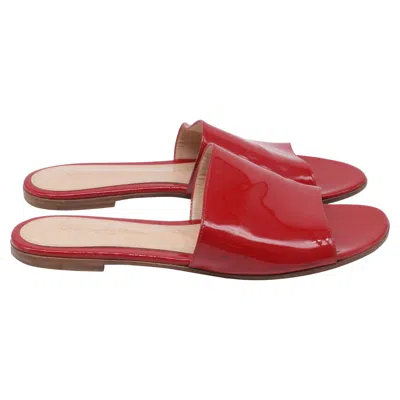 Gianvito Rossi Capri Flat Slides In Red Patent Leather