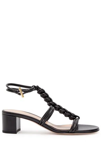 Gianvito Rossi Capua 45 Braided Leather Sandals In Black