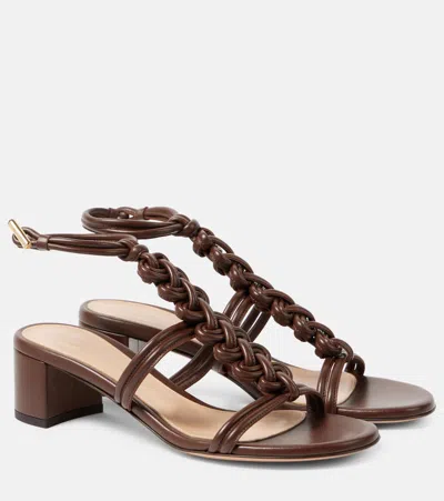 Gianvito Rossi 45 Woven Leather Sandals In Brown