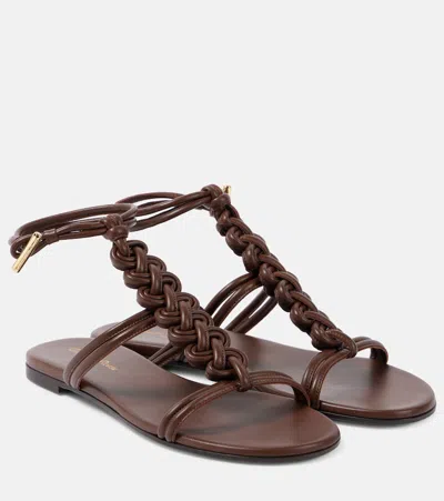 GIANVITO ROSSI CAPUA BRAIDED LEATHER SANDALS