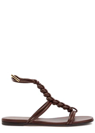 Gianvito Rossi Capua Braided Leather Sandals In Brown