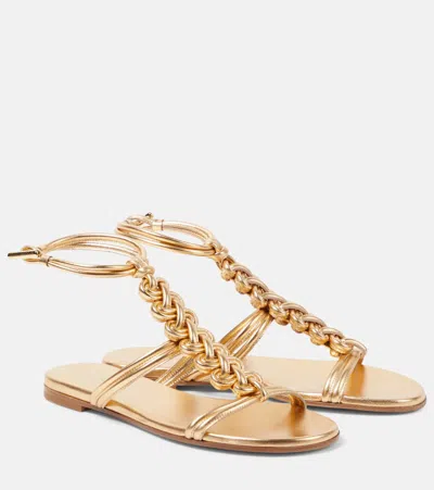 GIANVITO ROSSI CAPUA METALLIC LEATHER SANDALS