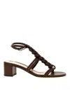 Gianvito Rossi Braided Napa T-strap Sandals In Brown