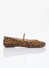 Gianvito Rossi Carla Leopard-print Suede Mary Jane Ballet Flats In Brown