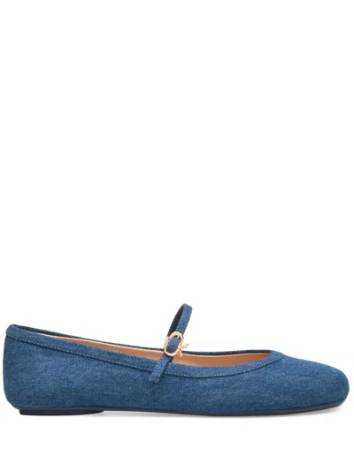 Gianvito Rossi Carla Flat Ballerinas In Blue Denim