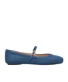 Gianvito Rossi Carla Flat Ballerinas In Blue Denim In Blue