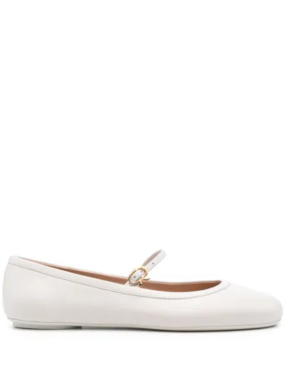 Gianvito Rossi Carla Leather Ballet Flats In White