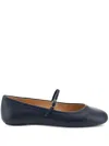 Gianvito Rossi Round Toe Buckle Strap Ballerina Shoes In Black