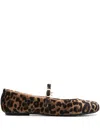 Gianvito Rossi Carla Leopard-print Suede Mary Jane Ballet Flats In Brown
