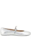 Gianvito Rossi Carla Metallic Leather Mary Jane Flats In Silver