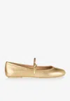 Gianvito Rossi Elegant Ballerina Flats With Ribbon Buckle In Gold