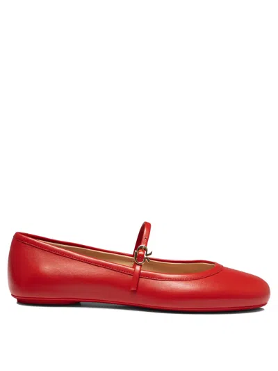GIANVITO ROSSI RED LEATHER BALLET FLATS FOR WOMEN