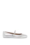 GIANVITO ROSSI SILVER LAMINATED LEATHER BALLERINAS WITH MARY JANE DESIGN FOR WOMEN