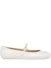 Gianvito Rossi 10mm Carla Soft Leather Ballerina Flats In White