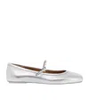 Gianvito Rossi Carla Metallic Leather Mary Jane Flats In White