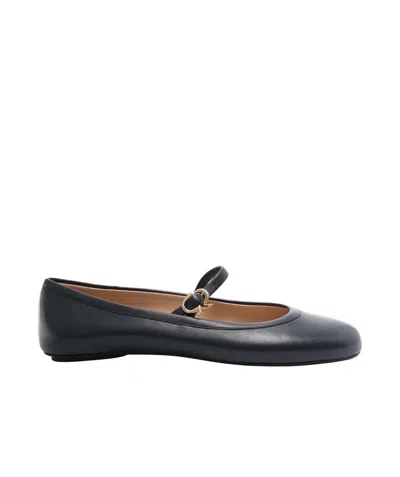 Gianvito Rossi Mary Ribbon Patent Leather Ballet Flats In Black