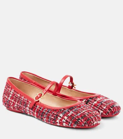Gianvito Rossi Carla Bouclé Mary Jane Flats In Red