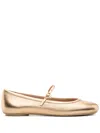 Gianvito Rossi Flat Round-toe Ballerina In Gold Smooth Leather