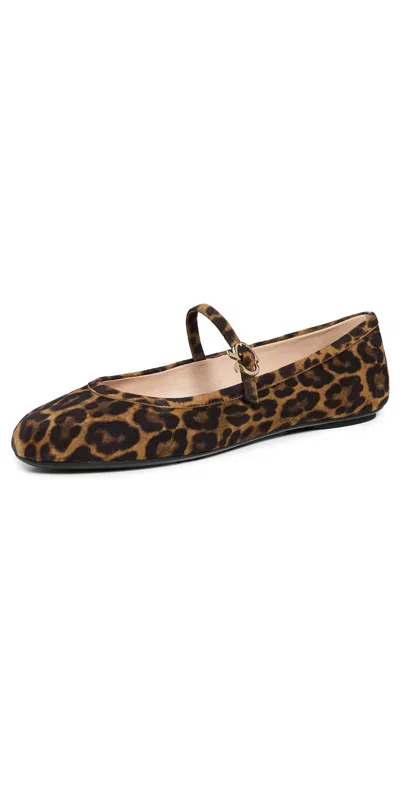 GIANVITO ROSSI CARLA CAMOSCIO LEOPARD PRINT FLATS ALMOND LEOPARD PRINT
