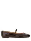 GIANVITO ROSSI CARLA" DANCER BROWN BALLET FLATS