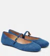 Gianvito Rossi Carla Flat Ballerinas In Blue Denim In Blue